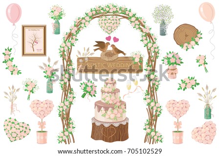 Rustic Style Cream Rose Decoration Floral Arch Bouquets Rustic Style Cream Rose Decoration Floral Arch Bouquets