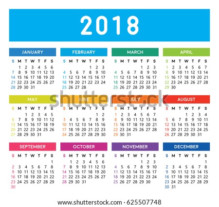 Calendar 2018 Editable Vector Design Eps10 Stock Vector ... Calendar 2018 Editable Vector Design Eps10 Stock Vector ...