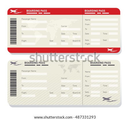 illustration two different airplane ticket template stock vector