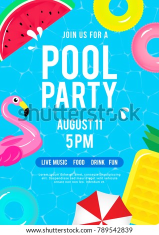 Pool Party Invitation Vector Illustration Top Stock Vector 