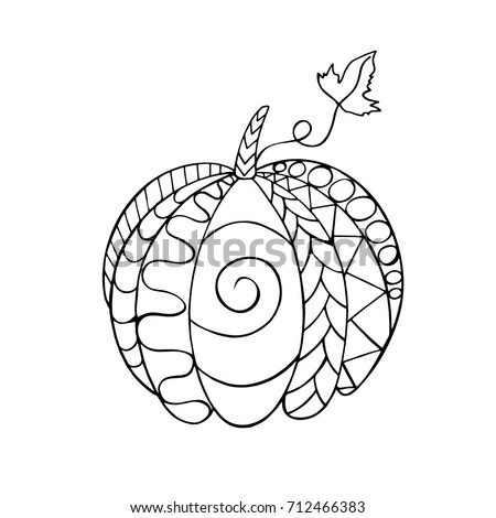 Black And White Pumpkin For Adult Coloring Page Zentangle Style Vector Illustration