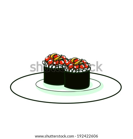 Sushi Roll On Plate Illustration Cartoon Stock Vector 192422606