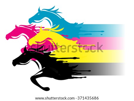 Fast Printing Concept Four Running Horses Stock Vector 371435686 ... Fast Printing Concept Four Running Horses Stock Vector 371435686 ...