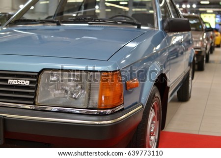 Nadarzyn, Poland - May, 13, 2017: Mazda 323 presented on Oldtimer Warsaw Show.