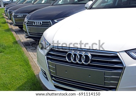 Warsaw, Poland - July, 28, 2017: Audi cars presented on exhibition point.