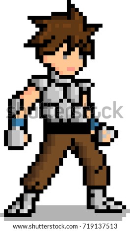 Pixel Art Male Warrior Character 8 เวกเตอร์สต็อก 719137513 - Shutterstock