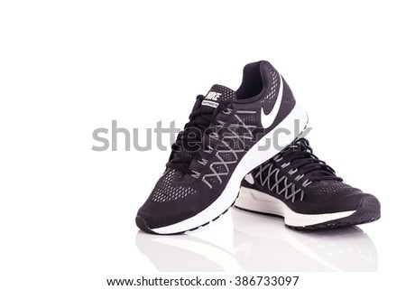 PHUKET, THAILAND - MARCH 6 : New style nike shoes. Taken at studio and isolated over white background on March 6, 2016 in Phuket, Thailand.