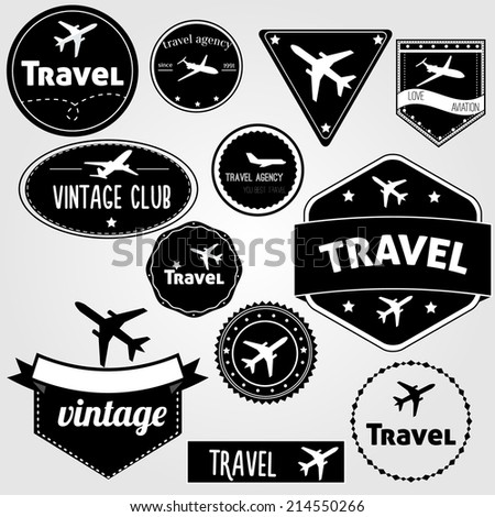Set Of Vintage Travel Labels Set Of Vintage Travel Labels