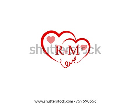 RM Initial Wedding Invitation Love Logo Stock Vector 759690556