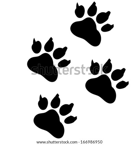 Animal Foot Print Dog Paws Silhouette Stock Vector 166986950 - Shutterstock