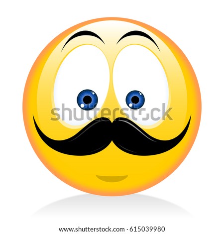 Cute Hipster Smiling Emoticon Mustache Emoji Stock Vector 435955996 ...