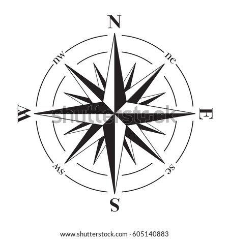 Vector Compass Rose North South East Stock Vector 605140883 - Shutterstock