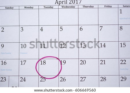 calendar with sunday circled
