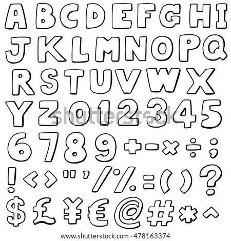 Hand Drawn Alphabet Isolated On White Stock Illustration 59811334 ...