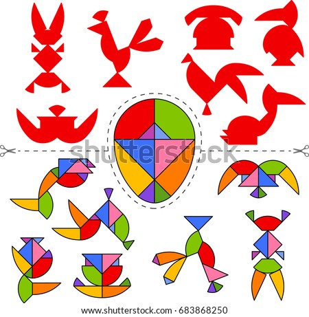 Vector Tangram Egg Geometric Puzzle Collection Stock Vector 683868250 ...