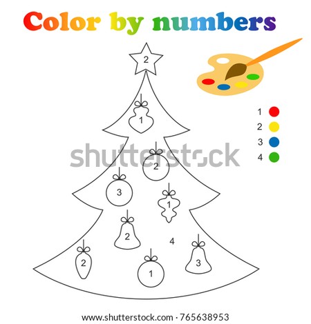 Coloring Page With Christmas Tree By Numbers Is Educational Children Game Drawing Kids