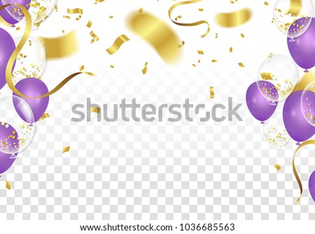Download Purple Background Celebration Party Balloons Confetti ...
