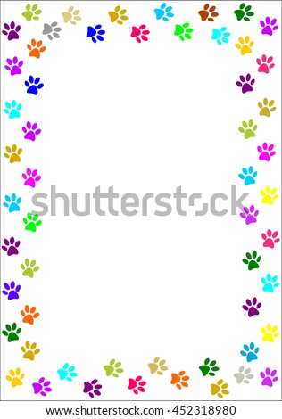 Colorful Dog Paw Print Frame Border Stock Vector 254982754 - Shutterstock