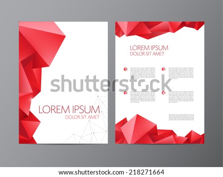 Abstract vector modern flyer / brochure design templates with red geometric triangular background