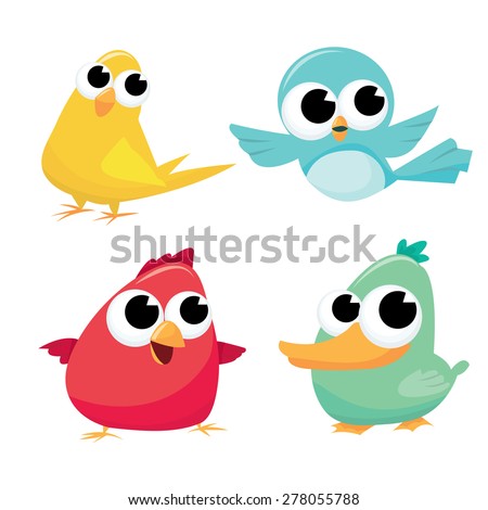 Set Different Cute Birds Stock Vector 69747418 - Shutterstock