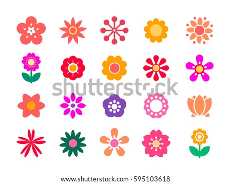 Set Flat Icon Flower Icons Silhouette Stock Vector 179042924 - Shutterstock