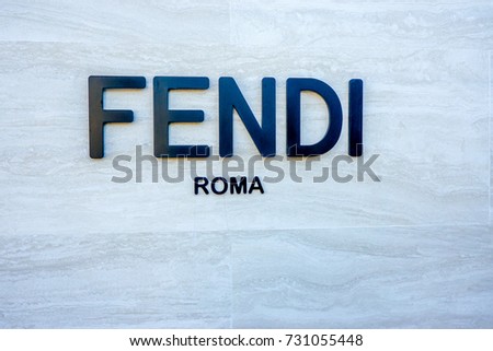 Rome, Italy-October 7, 2017:Fendi Fashion design logo