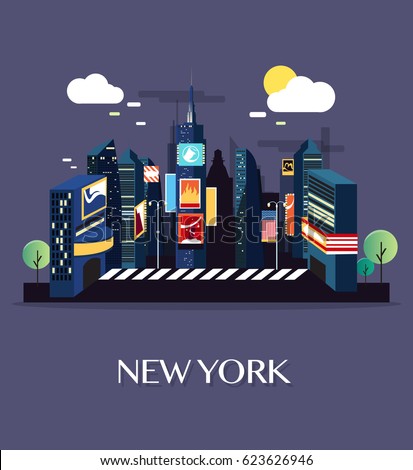 Time Square New Yorkvector Illustration Stock Vector 623626946 ...