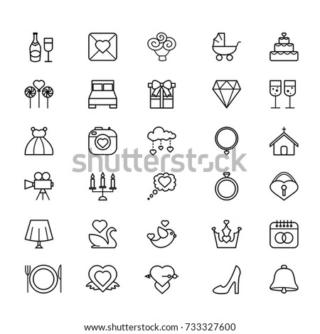 Wedding Icons Hand Sketched Vector Wedding Stock Vector 405383662 ...