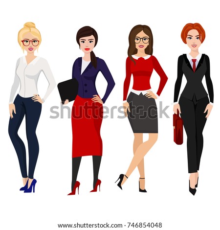 Set Four Business Woman Cartoon Female Stock Vector 443756176 ...