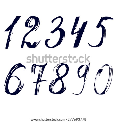 Grunge Numbers Setvector Hand Drawn Numbers Stock Vector 505107892 ...