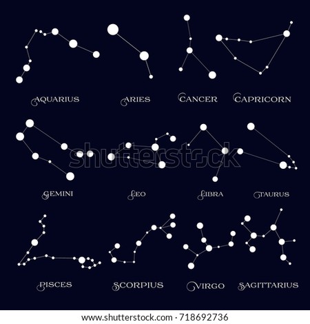 Set Twelve Constellations Zodiacal Circle White Stock Vector 718692736 ...