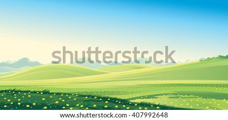 Summer mountain landscape. Vector illustration.