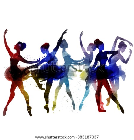 ballerina dancing. watercolor. vector
