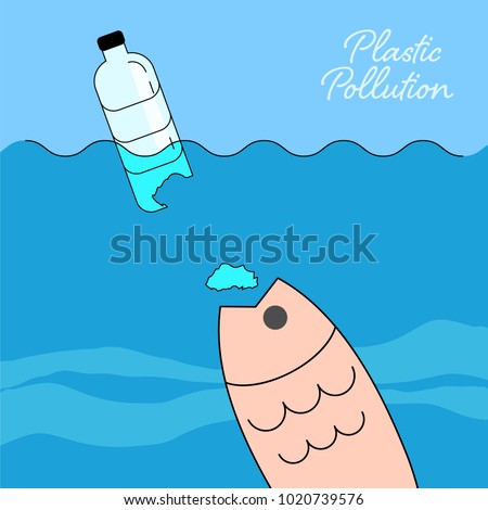 Plastic Bottle Fragments Causing Pollution Ocean Stock Vector ...