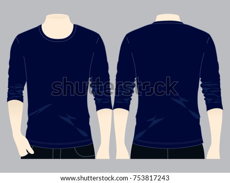 Download Navy Blue Long Sleeve T Shirt Stock Vector 753817243 ...