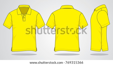 Yellow Classic Polo Shirt Template Front Back Side Stock Vector ...