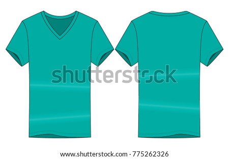 Download Turquoise Vneck T Shirt Template front Back Stock Vector ...