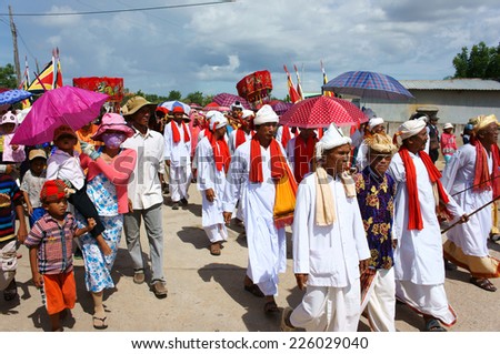 PHAN RANG, VIET NAM- OCT 22: Kate festival, charater traditional culture of Cham Awal (Cham Balamon) people, important ceremony of religion is pick up dress, hold on annual, Vietnam, Oct 22, 2014