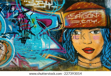 HO CHI <b>MINH CITY</b>, VIET NAM- OCT17: Amazing, beautiful, vivid painting - stock-photo-ho-chi-minh-city-viet-nam-oct-amazing-beautiful-vivid-painting-of-graffiti-art-on-wall-227393014