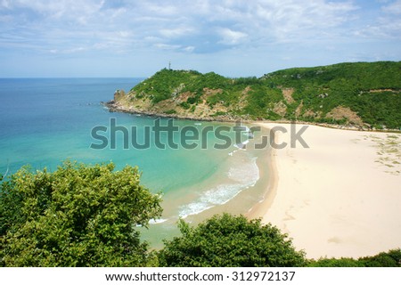 Beautiful Vietnam landscape, amazing and wonderful beach with mountain around, fresh air, nice view for Asian travel, ecology environment at sea area, Phu Yen have many scene for tourist at Viet Nam