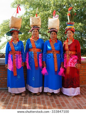 PHAN RANG, VIET NAM- OCT 23: Vietnamese woman in traditional dress of Cham ethnic minority, kate festival hold on every year, Ninh Thuan, Vietnam, Oct 23, 2014