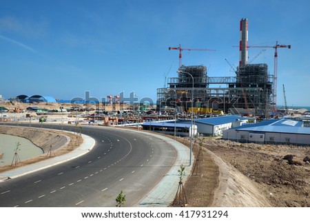 BINH THUAN, VIET NAM- FEB 1,2016: Vinh Tan thermal power plant build at Tuy Phong, Binh Thuan, energy project for industry at Vietnam