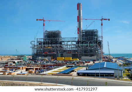 BINH THUAN, VIET NAM- FEB 1,2016: Vinh Tan thermal power plant build at Tuy Phong, Binh Thuan, energy project for industry at Vietnam