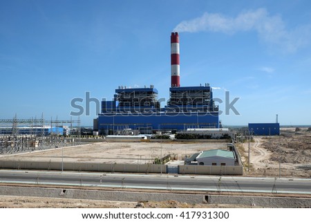 BINH THUAN, VIET NAM- FEB 1,2016: Vinh Tan thermal power plant build at Tuy Phong, Binh Thuan, energy project for industry at Vietnam
