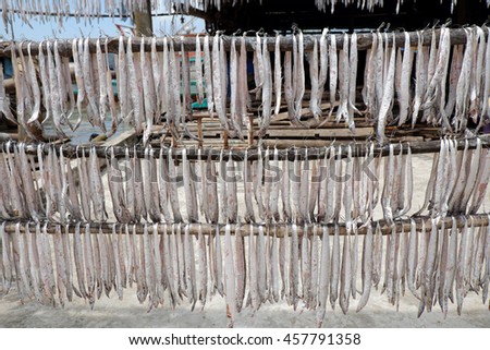 Seafood at Ca Mau fishing village, Mekong Delta, Vietnam. Dried fish is popular Vietnamese food, can store for long time