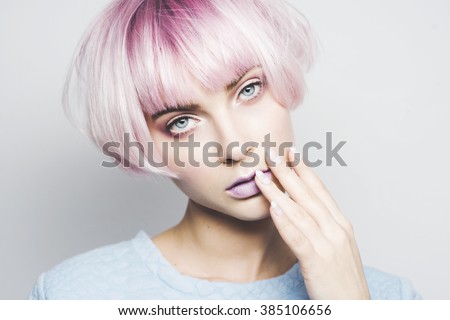  Beautiful  Girl Pink  Hair  Stock Photo Edit Now 385106656 