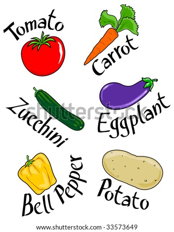 Vector Illustration Showing Six Different Vegetables Stock Vector ...