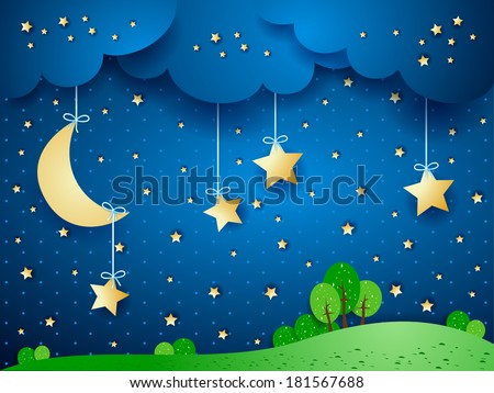 Countryside, fantasy landscape. Vector