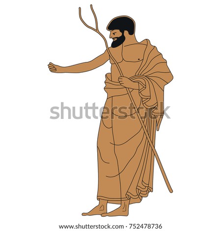 Isolated Linear Illustration Bearded Ancient Greek Stock Vector ...