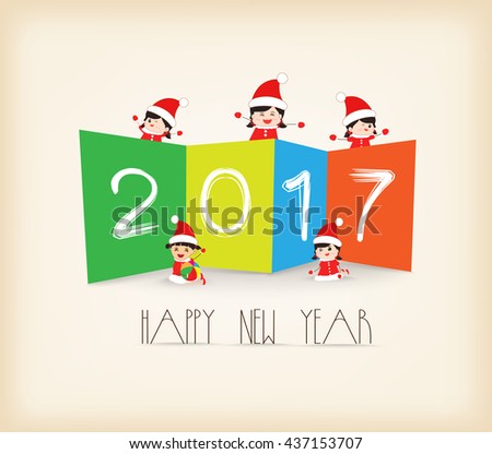 Colorful Happy New Year 2017 kids background